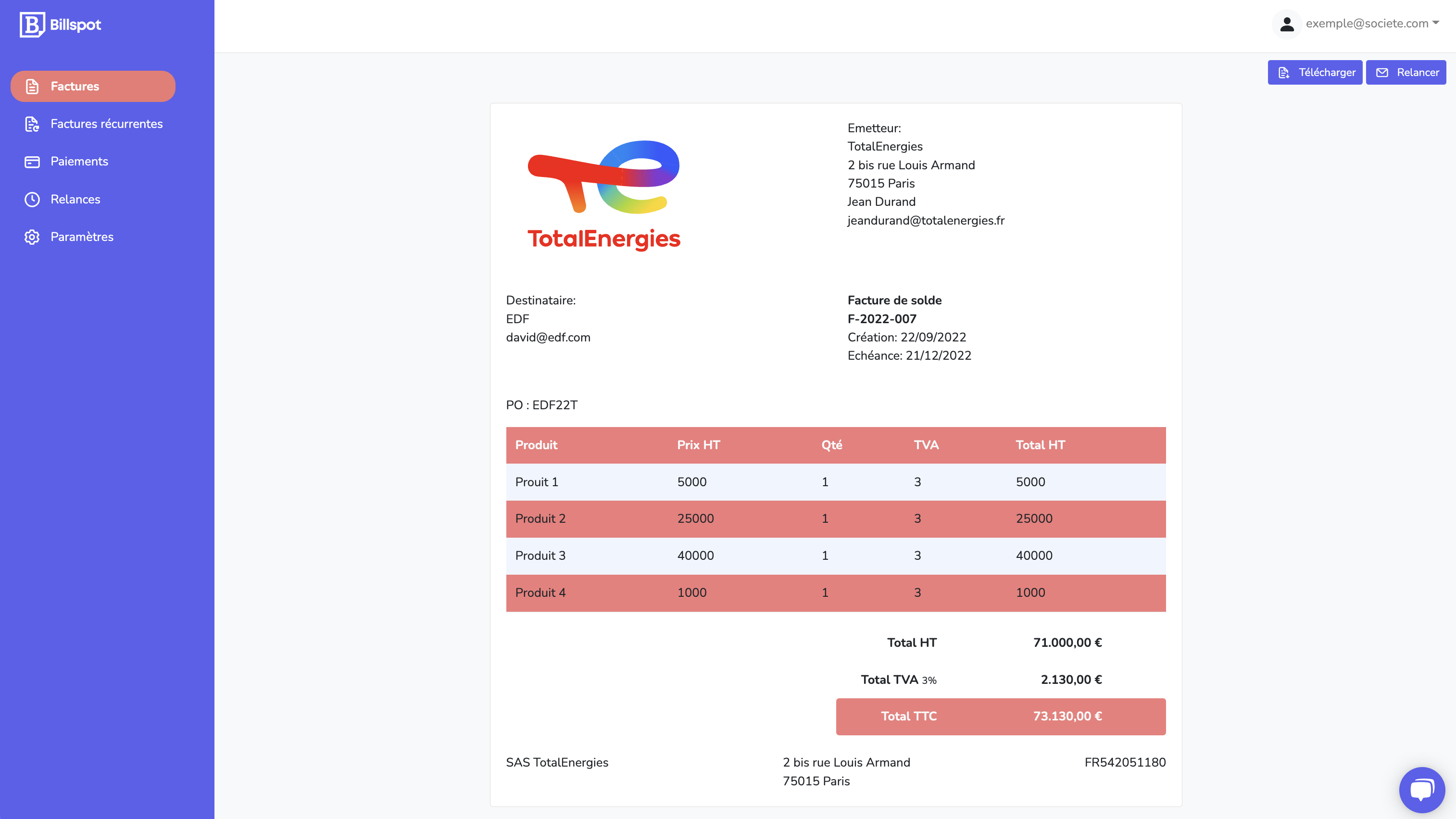 Personnalisez vos factures